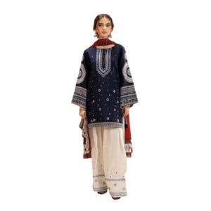 Ensemble de robe pakistanaise en tissu lawn pour femmes, trois pièces, imprimé et brodé - Product Image 4