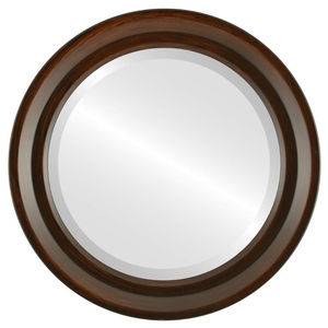 Miroir mural rond avec cadre en bois fini à la main, qualité galerie, décoration intérieure classique et contemporaine, accent pour salle de bain à prix abordable - Product Image 1