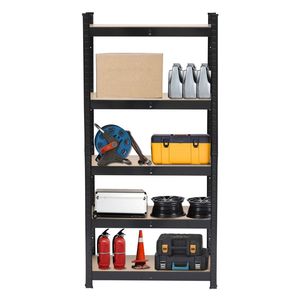 Étagère de rangement noire à 5 niveaux, 110 x 45 x 180 cm, revêtement poudré, pour garages, élégante et durable - Product Image 3