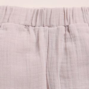 Camiseta Henley de manga corta de muselina orgánica de calidad superior con conjunto de pantalón de salón-Cocoa Whisper + Avena - Product Image 6