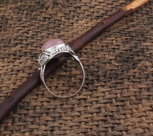 Bague en argent sterling 925 avec quartz rose naturel, artisanale, style classique, bijoux pour femmes, cadeau romantique - Product Image 5