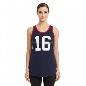 Private Label 100% Cotton Tank <b>Top</b> Women Custom Logo Contrast Binding Ringer Sleeveless Vest <b>Top</b> Female Manufacturer Wholesale - Product Image 1