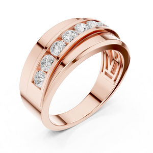Rose Gold Lab Grown Diamond Men's Band Ring, Round Cut Diamond Channel Set Wedding Ring, Modern Luxury Fine Jewelry <b>Gift</b> - Product Image 4