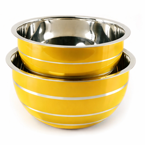 Stainless Steel Mixing Bowl <b>Set</b> Yellow Color Modern Wedding Dishwasher Safe Deep Kitchen Bowl for Cooking <b>Baking</b> Serving Salad - Product Image 1