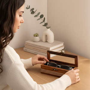 Estuche Organizador de Relojes de Madera con Forro de Terciopelo, Caja Expositora de Relojes de Madera con Cierre Magnético de AYAANS - Product Image 1