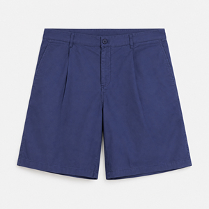 Shorts chino bleu marine pour homme, taille mi-haute, style décontracté avec boutons, poches latérales et arrière, 100% coton. - Product Image 2