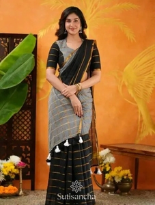 Sari de Algodón KV para Mujer, Estilo Bengalí, Nueva Tendencia - Product Image 3