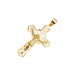 Crucifijo Clásico de Oro Amarillo de 14k, Cruz de Jesús, Dije Religioso Cristiano para Mujeres y Hombres, Certificado por Terceros, Alta Calidad - Product Image 2