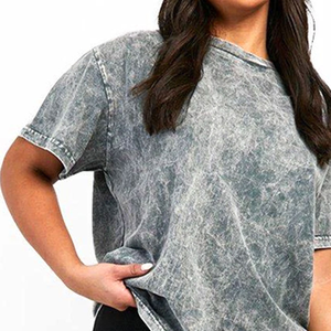 Camiseta Casual para Mujer con Lavado Ácido, Venta al por Mayor, Alta Calidad, 100% Algodón, Impresión Personalizada, Corte Regular, Sólida, Transpirable, Duradera - Product Image 6