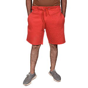 Shorts de survêtement personnalisés pour homme, en molleton 100% coton épais, style streetwear vintage, taille mi-haute, ourlet brut, avec strass, pour l'été - Product Image 1