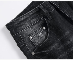 <b>Mens</b> Classic Zipper Biker Regular Fit Flex Jeans Stylish <b>Stretch</b> Denim Pants for Everyday Comfort - Product Image 2