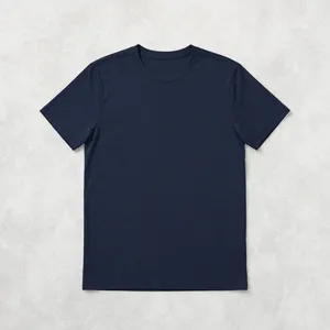 เสื้อยืดคอกลมสีกรมท่าคุณภาพสูงสำหรับผู้ชาย ขายส่ง แบบเรียบ ไม่มีลาย สกรีนโลโก้ได้ตามสั่ง รับผลิตแบบ OEM - Product Image 1