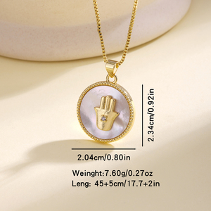 Collar con Colgante <span class=keywords><strong>de</strong></span> Mano <span class=keywords><strong>de</strong></span> Fátima Chapado en Oro QIKU con Circonitas, Collar Religioso Vintage para Mujer, Collar <span class=keywords><strong>de</strong></span> la <span class=keywords><strong>Virgen</strong></span> María - Product Image 6