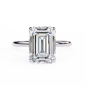 Bague de fiançailles LOISTA pour femme en platine avec diamant taille émeraude et diamants naturels latéraux, certifiée GIA, style classique - Product Image 1