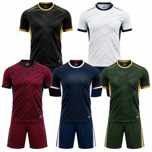 Custom Polyester Men's Soccer Jersey Set Factory Football Uniform with Digital Printing Summer Wear - Product Image 1