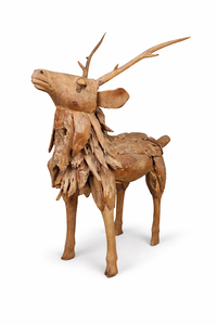 Escultura de Ciervo Hecha a Mano con Raíz de Teca, Tradicional para el Hogar, la Oficina y Uso en Exteriores - Product Image 2