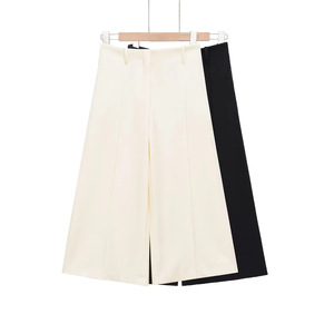 Pantalones Culottes de Cintura Alta con Pliegues para Mujer, Pantalones Anchos de Color Sólido, Estilo Minimalista, Tela de Poliéster Antiarrugas, para Verano - Product Image 3
