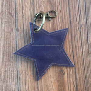 Llavero en forma de estrella de cuero colorido hecho a mano más vendido, llaveros de vaquero y vaquera de cuero genuino occidental, llavero con estampado de vaca - Product Image 3