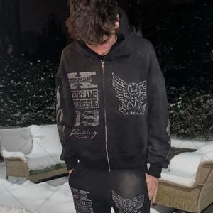 Sweat à capuche zippé streetwear, vestes grunge, streetwear Y2K, unisexe, emo, vintage années 2000, vêtements d'extérieur, sweats à capuche graphiques oversize, Star Rapper - Product Image 4