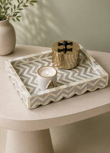 Plateaux ronds en nacre naturelle polie à la main avec motif mosaïque, design contemporain pour la décoration intérieure, thème coquillage - Product Image 6