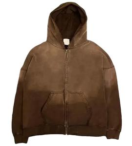 เสื้อวอร์มปักลายกรดมีซิปแบบกำหนดเอง500มีฮู้ดผ้าฝ้าย GSM เฟรนช์เทอร์รี่กางเกงขาบานสำหรับฤดูหนาวพลอยเทียม - Product Image 1