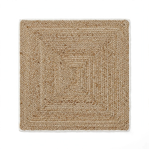 Tapis tissé carré en jute fait main antidérapant, style bohème naturel, à poils longs, pour salon, exporté du Bangladesh - Product Image 1