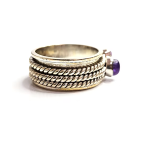 Natural Amethyst <b>Spinner</b> <b>Ring</b> 925 Sterling Silver Boho Gemstone Handcrafted Lightweight Everyday wear Jewelry - Product Image 4