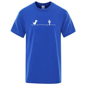 Camisetas para hombre con estampado de dinosaurios y cactus, camisetas divertidas de verano, camiseta de algodón para hombre, camisetas informales con cuello redondo - Product Image 1