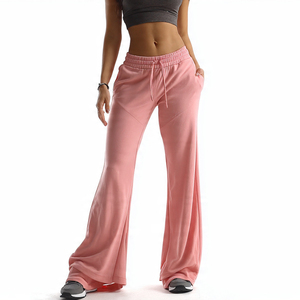 Pantalon de survêtement évasé léger décontracté pour femme, avec cordon de serrage, coupe ample, style streetwear, pour l'entraînement et le fitness, en polaire, automne-hiver - Product Image 6