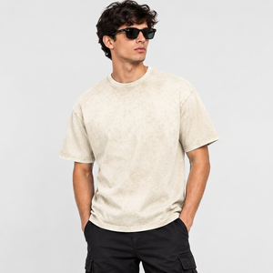 Camiseta de Hombre Personalizada, Oversize, 100% Algodón, Estilo Vintage Lavado, Streetwear con Parche de Chenilla, Hombros Caídos, Corte Holgado - Product Image 3