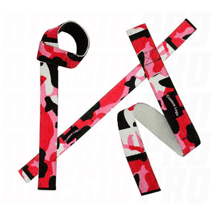 Sangles de levage personnalisées avec logo, rouge rose camouflage, fermeture Velcro, réglables, pour la musculation, unisexes, en toile - Product Image 4