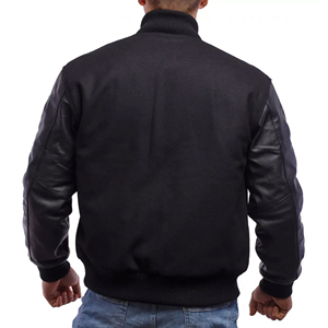 High Quality Custom Men's Fall PU Leather <b>Jacket</b> Varsity <b>Bomber</b> with <b>Baseball</b> Letter Pattern for Motorcycle Use - Product Image 6