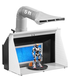 Kit de cabine de peinture aérographe portable pour loisirs, 21,5 x 18,7 x 14,6 pouces, avec deux ventilateurs et 3 lumières LED - Product Image 6