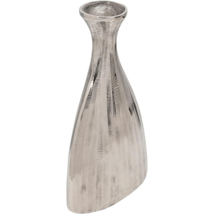 Modern Hammered Aluminium Flower <b>Vase</b> with Sleek Tall Neck Silver Textured Metal Tabletop Decor for Luxury Home and Wedding - Product Image 4