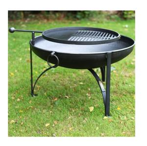 Brasero Redondo Grande de Metal Negro con Cubierta, Decoración de Jardín, Brasero con Soporte, Brasero para Leña para Fiestas - Product Image 1