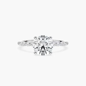 Anillo de Compromiso y Boda para Mujer, Minimalista, con Diamante Cultivado en Laboratorio, Certificado IGI, Corte Redondo de 2 Quilates, Oro Blanco de 14k - Product Image 1