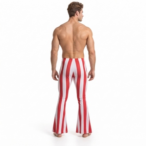 Leggings de Yoga para Hombre, Cintura Alta, Pierna Ancha, Rayas Rojas y Blancas, Spandex, Poliéster, Elásticos en Cuatro Direcciones, Pantalones Acampanados - Product Image 3
