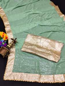 Attractive Heavy Embroidery Diamond Luxury Party Wear Rich Look Fashion Lace Border Modal Rayon <b>Saree</b> Unstitched <b>Blouse</b> 74720 - Product Image 2