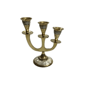Support à bougies double en laiton vintage avec motif feuille, candélabre décoratif en métal pour la décoration intérieure, table à manger, salon - Product Image 3
