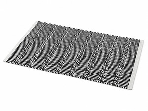 Tapis de porte géométrique moderne rectangulaire noir et blanc, tissage plat, pour la maison et la cuisine - Product Image 3