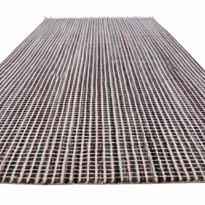 Tapis géométrique en laine tufté à la main, noir graphite ivoire, à micro-grilles, antidérapant, écologique, pour salon, chambre, hôtel - Product Image 2