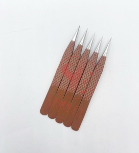 Juego de Pinzas para Extensión de Pestañas Neno Profesionales de Alta Calidad y Durabilidad en Plata, Acero Inoxidable Sólido con Agarre de Diamante Personalizable - Product Image 3