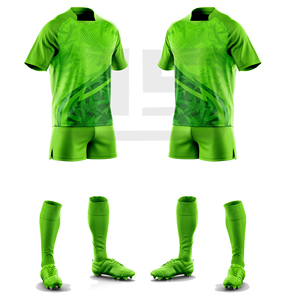 Ensemble de maillot et short de rugby professionnel imprimé 100 % polyester, antibactérien et coupe-vent pour hommes, idéal pour les écoles, clubs et ligues - Product Image 1