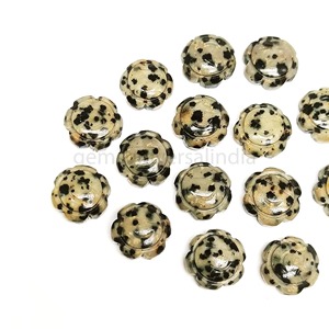 Pierre précieuse naturelle Jaspe Dalmatien en forme de tournesol, sculptée à la main, 12 mm, breloque fleur en cristal pour la fabrication de bijoux, prix de gros en vrac - Product Image 6
