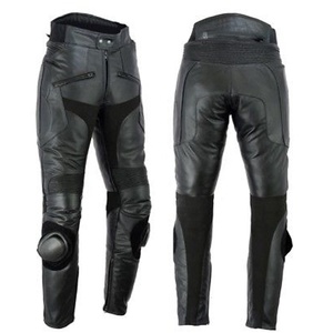 <b>Men's</b> Black <b>Leather</b> Motorcycle <b>Pants</b> With Knee Protection All Seasons Racing Wear - Product Image 6