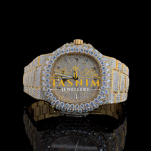 Montre de luxe en acier inoxydable avec diamants Moissanite VVS, mouvement à quartz, bracelet 20 mm, idéale pour les affaires et la mode, cadeau parfait, directement de l'usine - Product Image 1