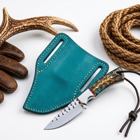 Couteau de chasse EDC à lame fixe en acier carbone fait main, manche en forme de cône de pin avec étui, vente directe usine