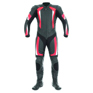 Combinaison de moto en cuir pour homme, manches longues, coupe-vent, color-block, toutes saisons - Product Image 2