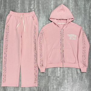 Stylish <b>Sparkly</b> Rhinestone Tracksuit For Women Slim Fit Rhinestone Hoodie And Pants Set Rhinestone Tracksuit - Product Image 1