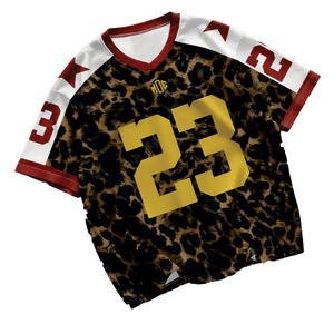 Maillot de football américain surdimensionné personnalisé en maille, motif léopard, respirant, en polyester, streetwear, t-shirt de sport, service OEM personnalisé - Product Image 3